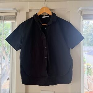 PRIORY Black Short Sleeve Button-Front Shirt